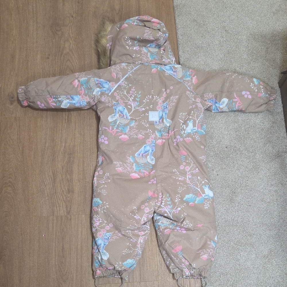 NWT Reima Floral Waterproof Weatherproof Snowsuit with Faux Fur Trim - Picture 9 of 15